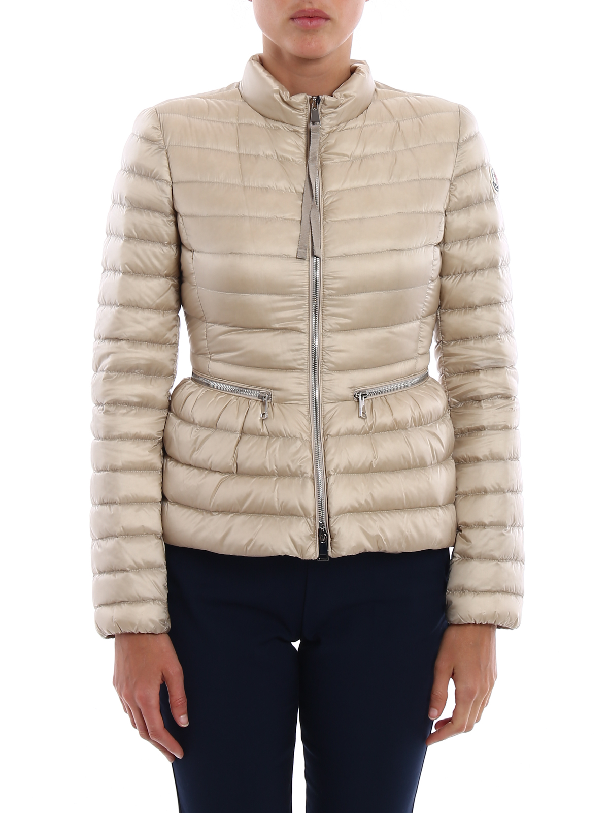 Padded jackets Moncler - Agate fitted beige puffer jacket ...