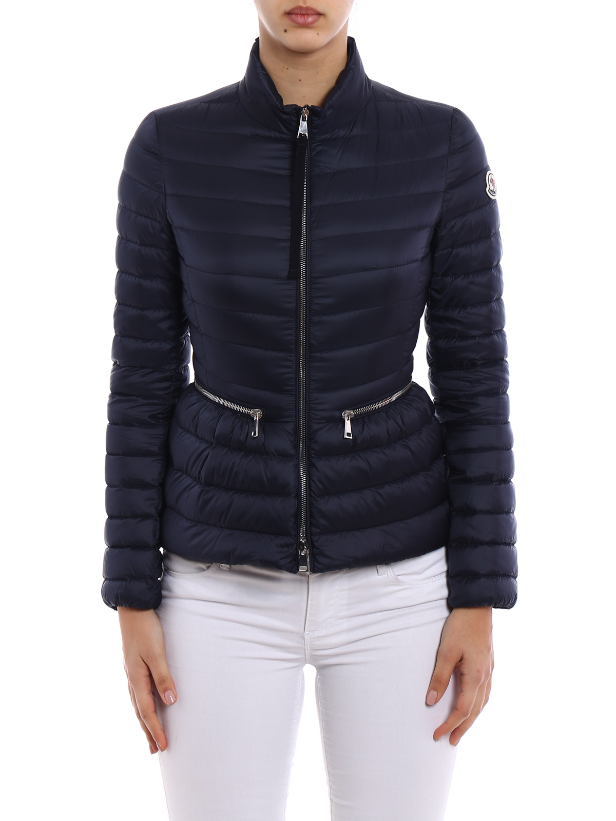 Padded jackets Moncler - Agate fitted blue puffer jacket ...