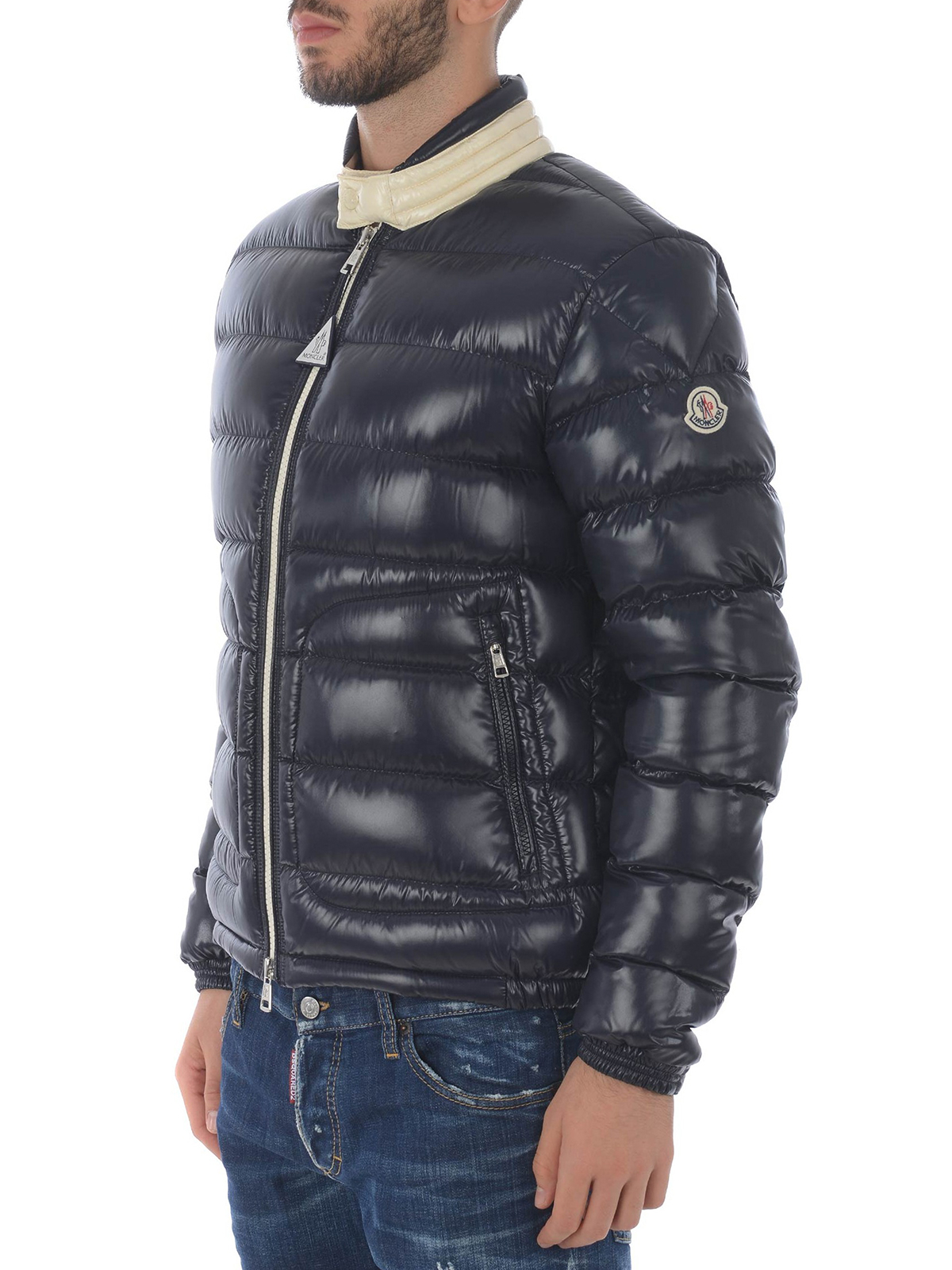 Moncler - Aubert 80's style blue nylon padded jacket - padded jackets -  408128568950742