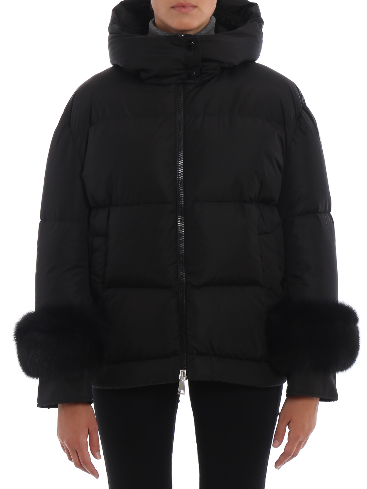 coat with fur cuffs and hood