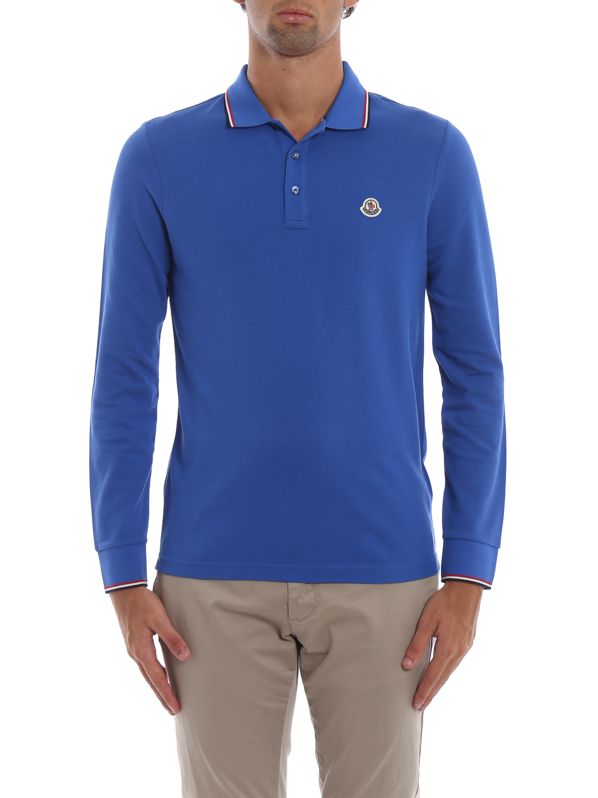 Polo shirts Moncler - Royal blue long sleeve polo shirt ...