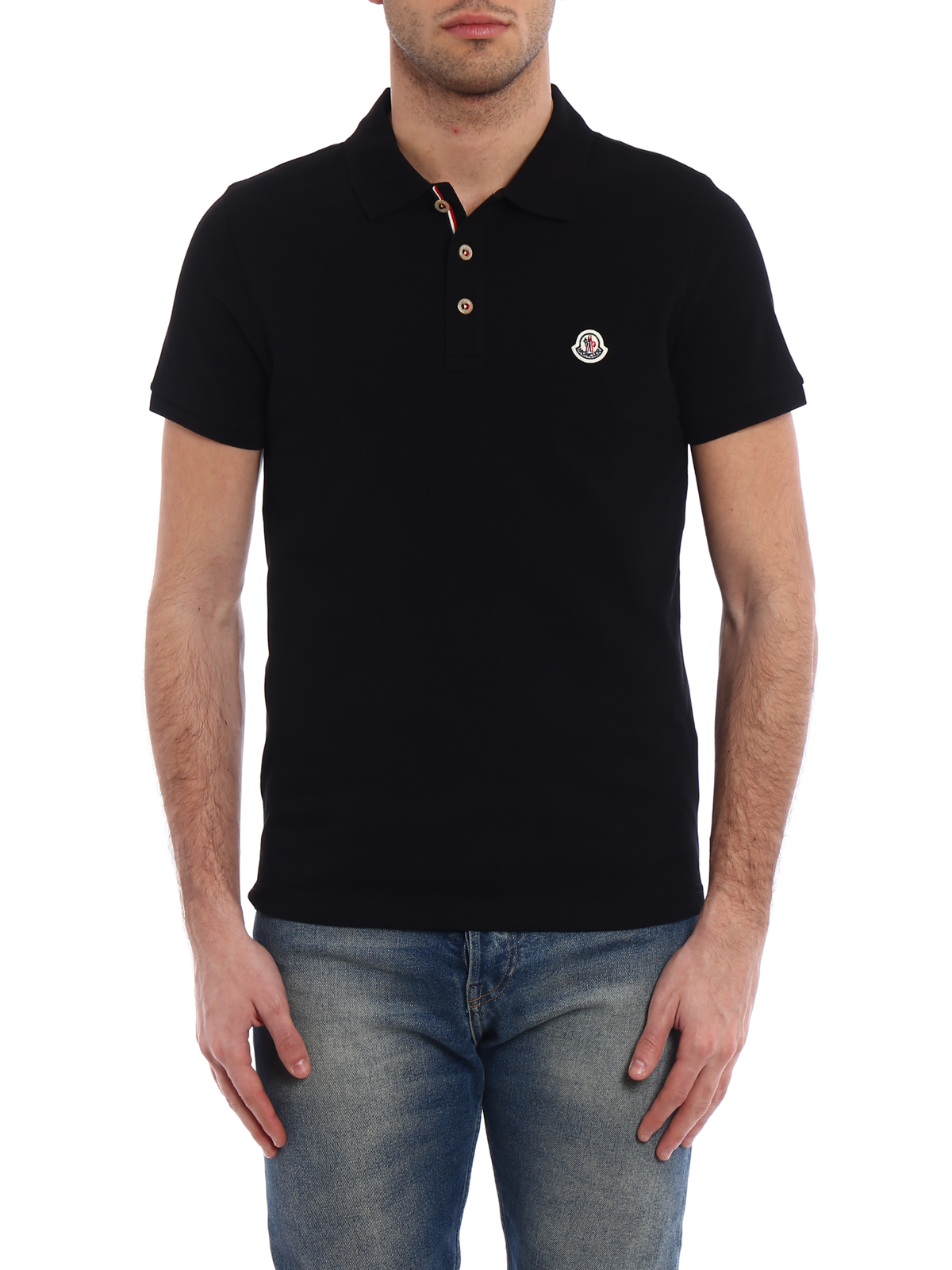 Markér cyklus Modsige Polo shirts Moncler - Tricolour placket black polo shirt -  D1091834080084556999
