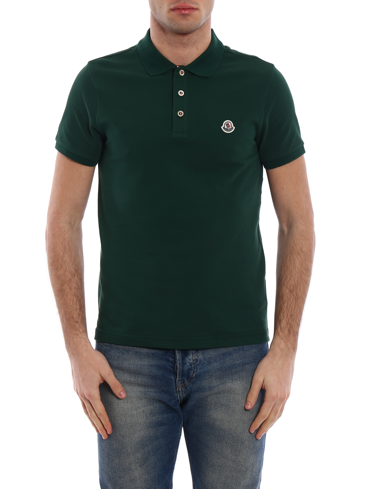 Polo shirts Moncler - Tricolour placket green polo shirt 