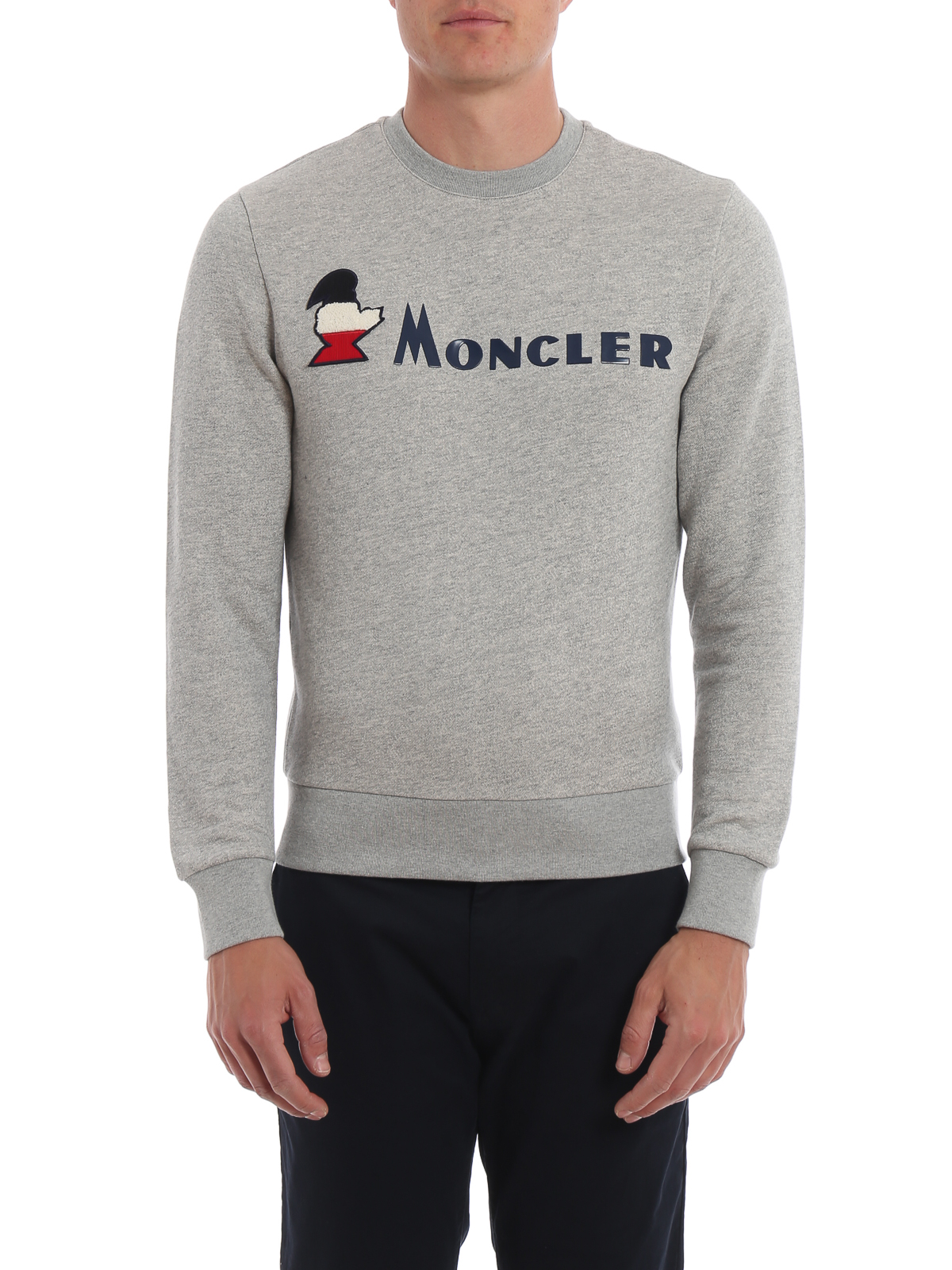 Sweatshirts & Sweaters Moncler - Rubber logo grey cotton fleece 