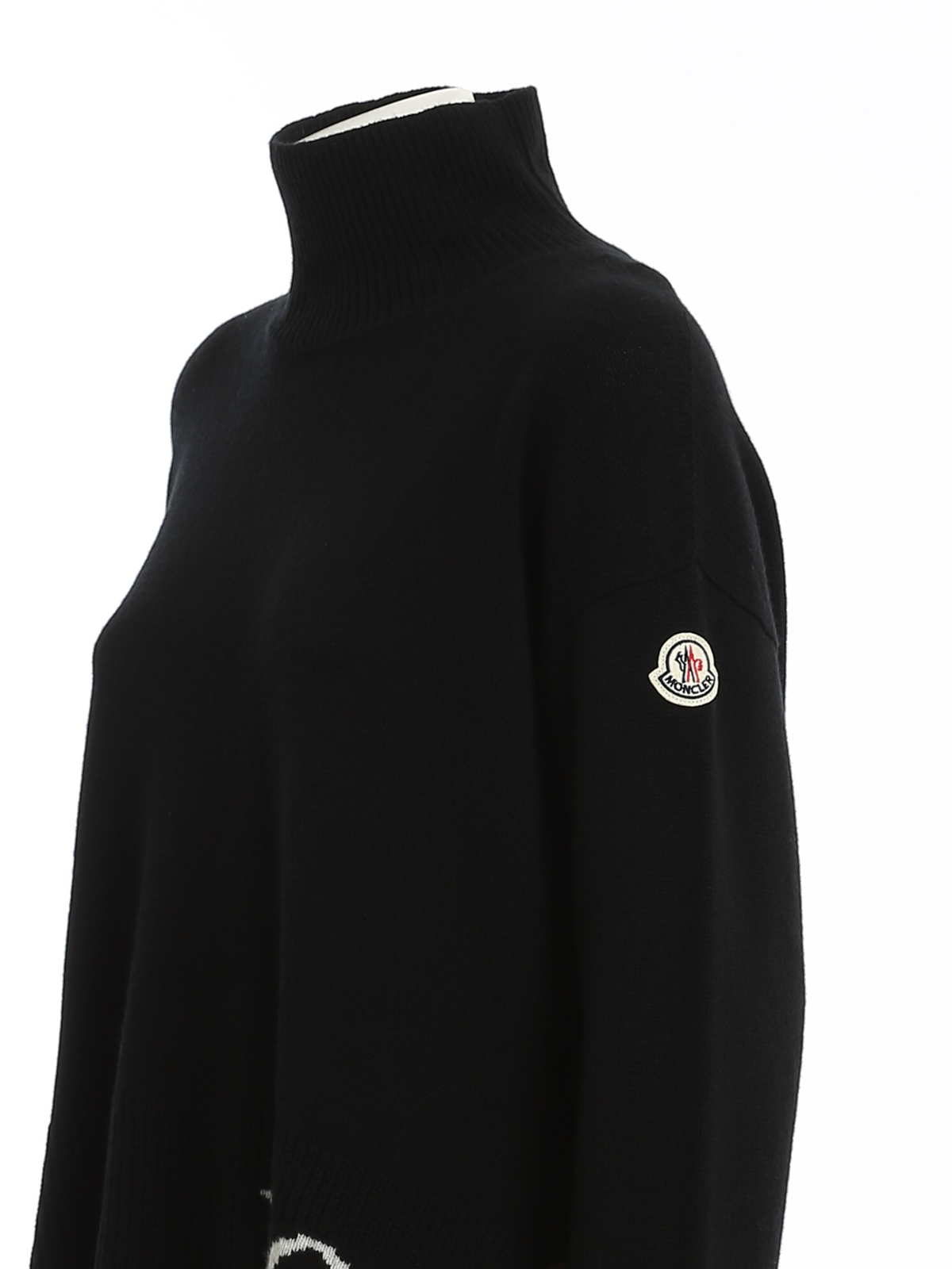 Moncler - Logo intarsia asymmetrical jumper - Turtlenecks & Polo necks ...
