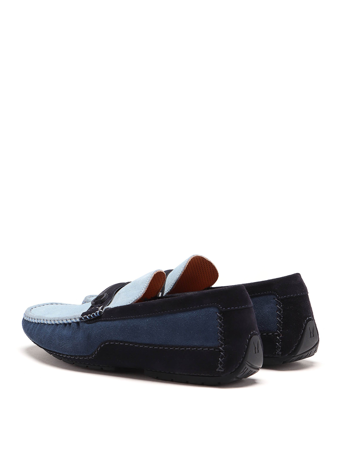 Moreschi - Colour block suede loafers - Loafers & Slippers - 43332SHBLU