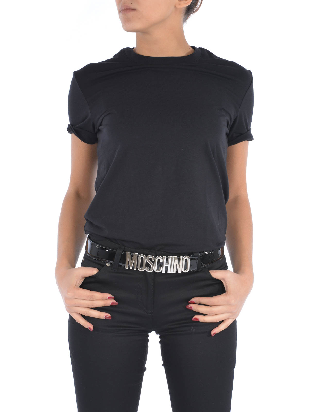 Moschino - Logo patent leather belt 