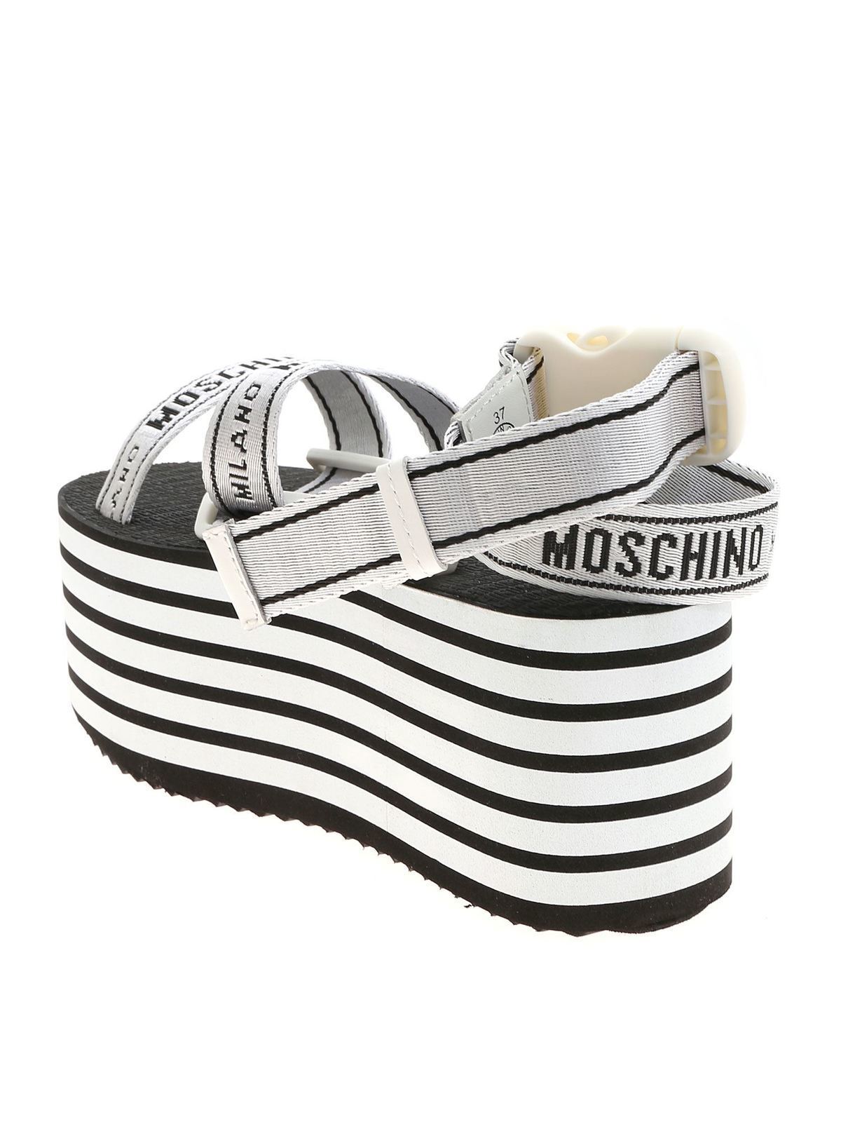 moschino logo tape wedge sandals