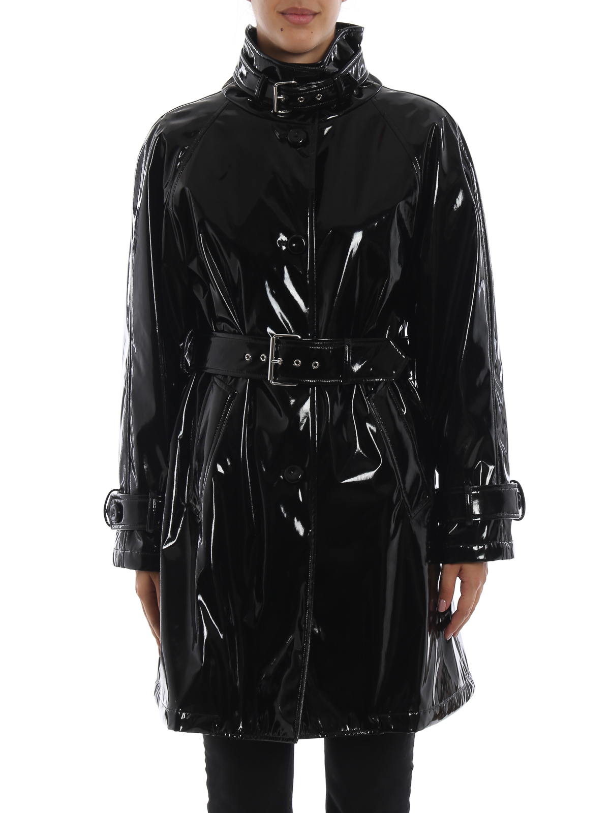 Trench coats Moschino - Black glossy vinyl trench coat - 06215566A0555