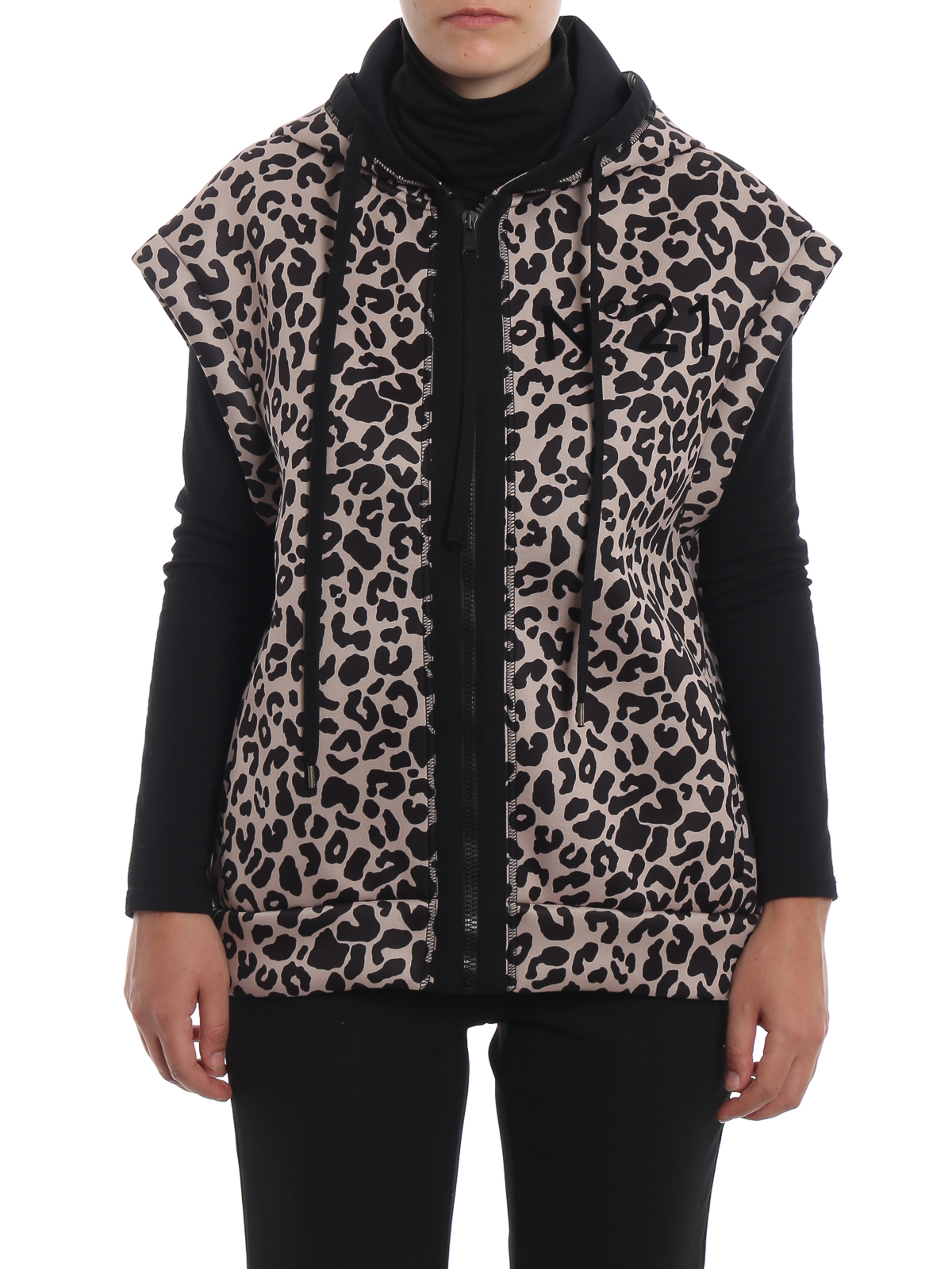 Casual jackets N°21 - Animal print neoprene sleeveless hoodie -  18IN2P0E04249330002