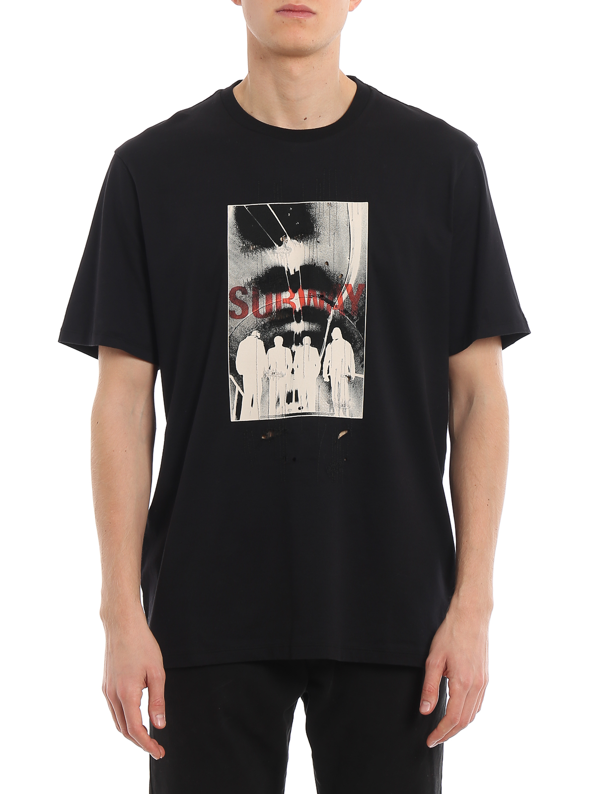 T-shirts Neil Barrett - Subway ripped jersey cotton T-shirt