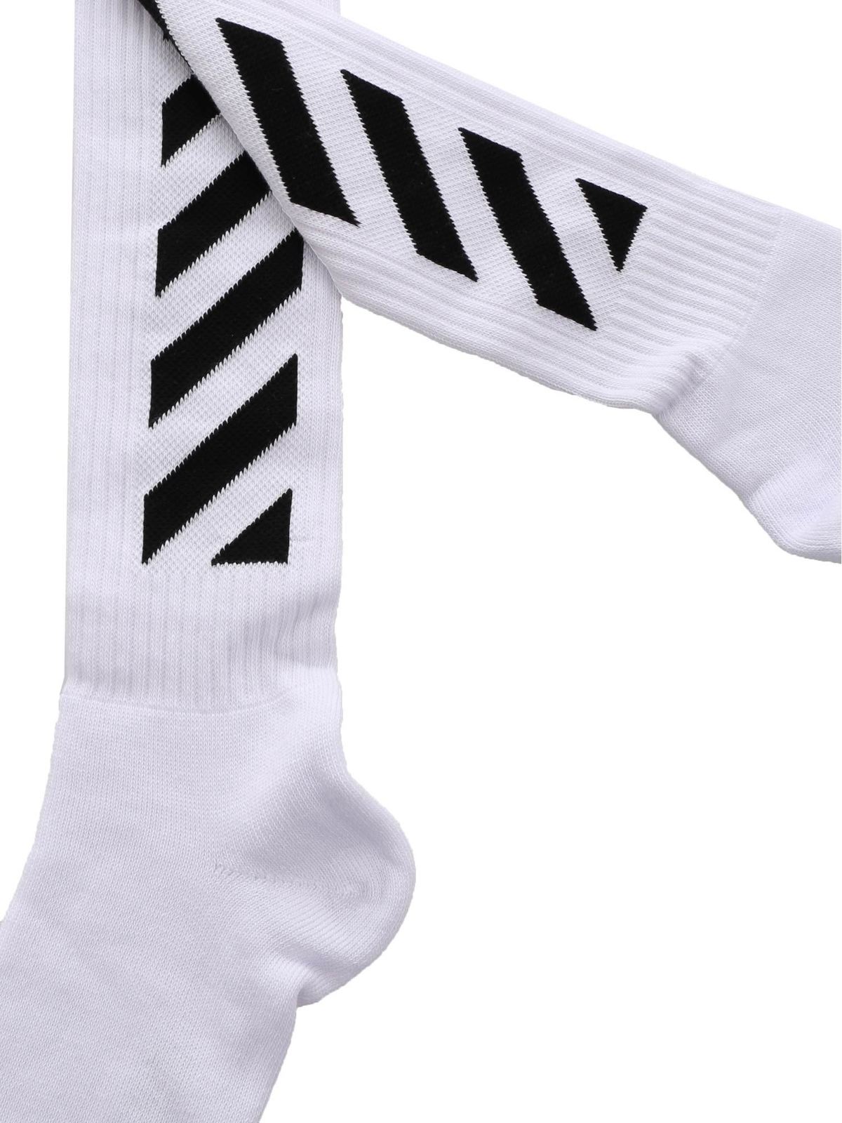 Diag socks in white