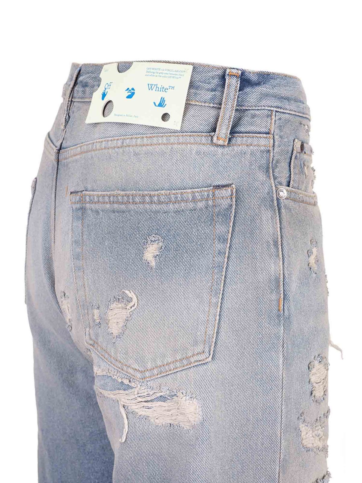 off white light blue jeans