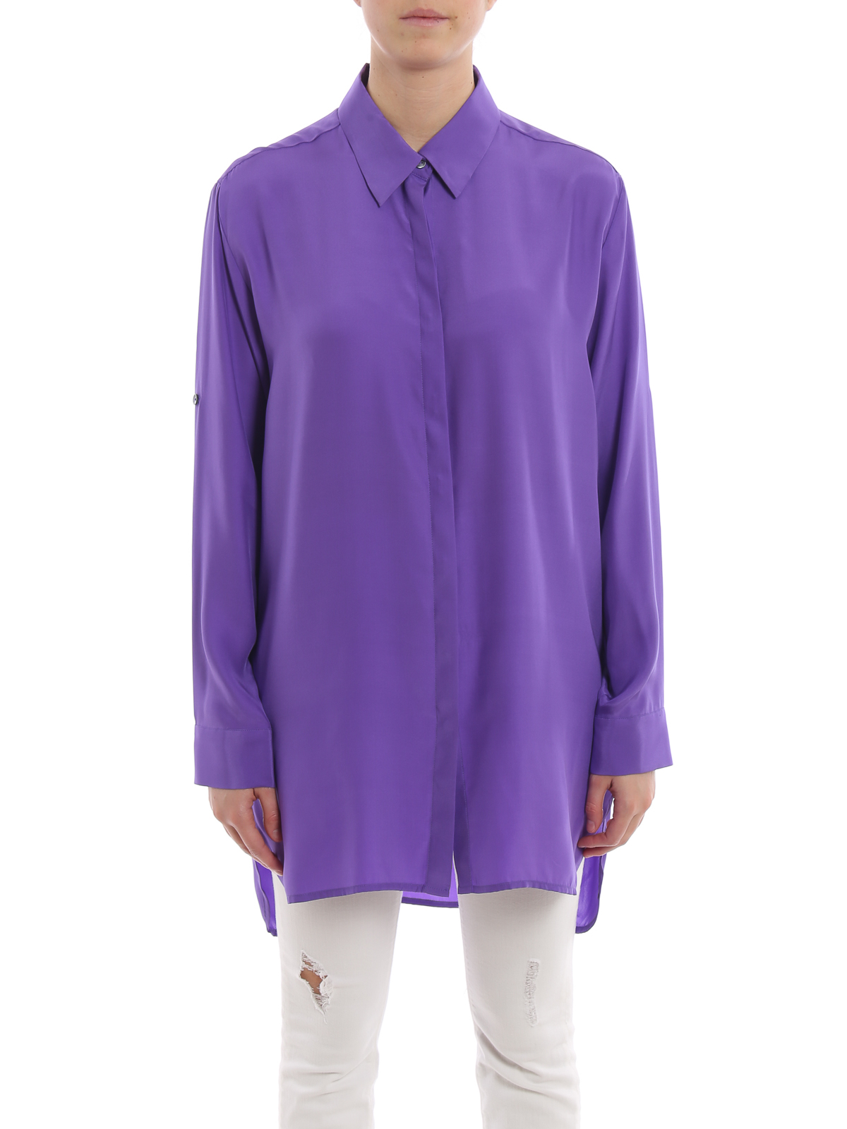 Shirts P.A.R.O.S.H. - Softer purple silk shirt - SOFTERD380534045