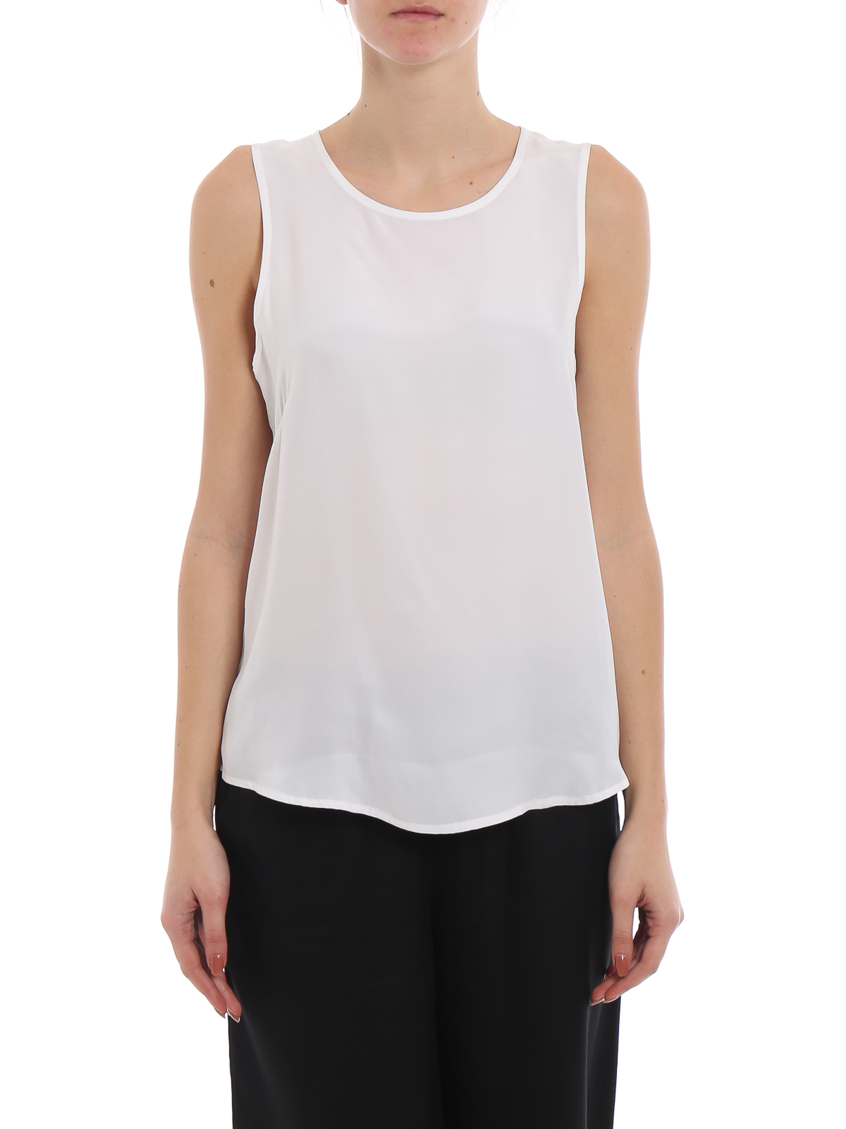 ivory silk sleeveless top