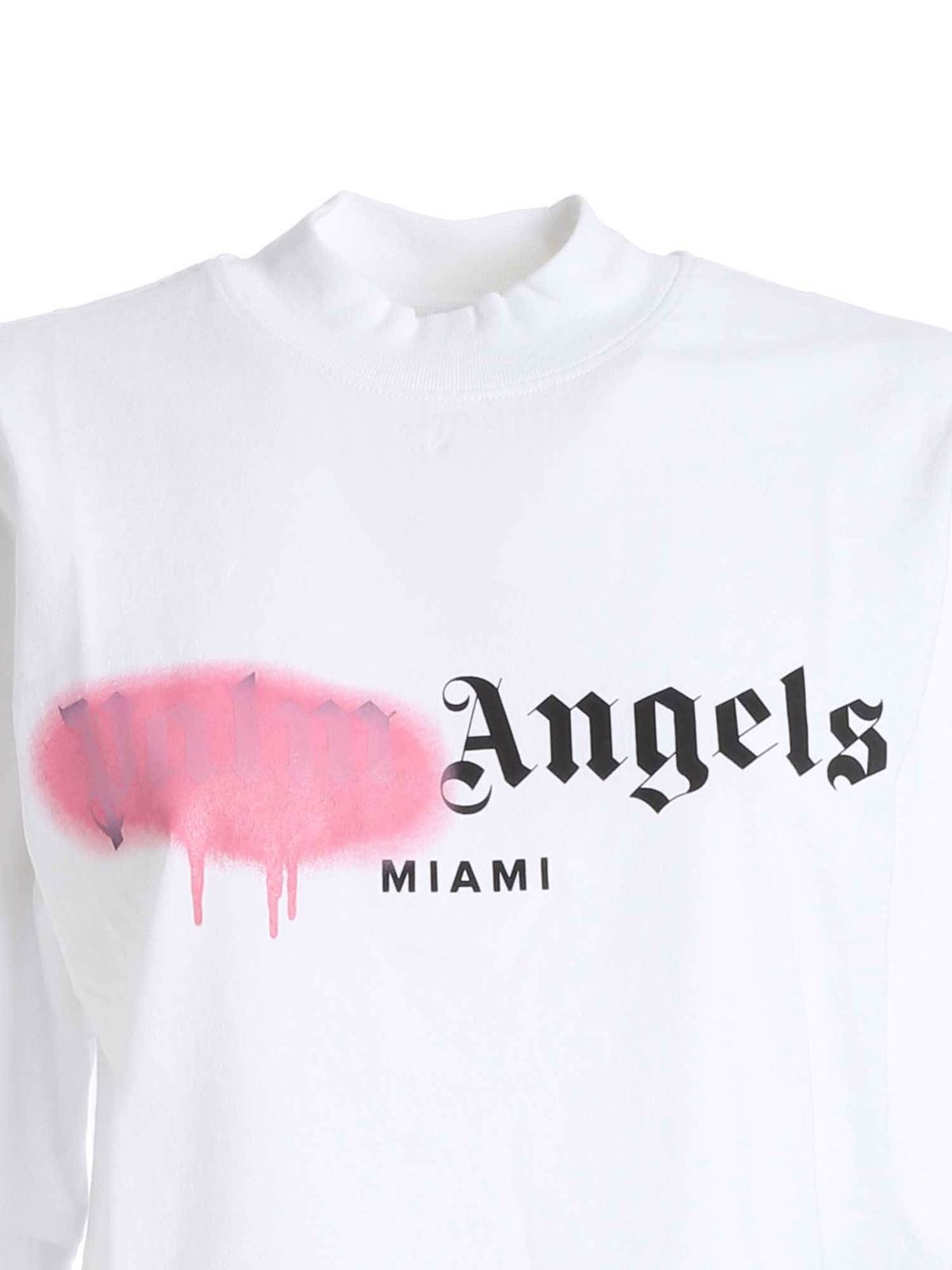 T-shirts Palm Angels - Sprayed Logo crop T-shirt in white ...