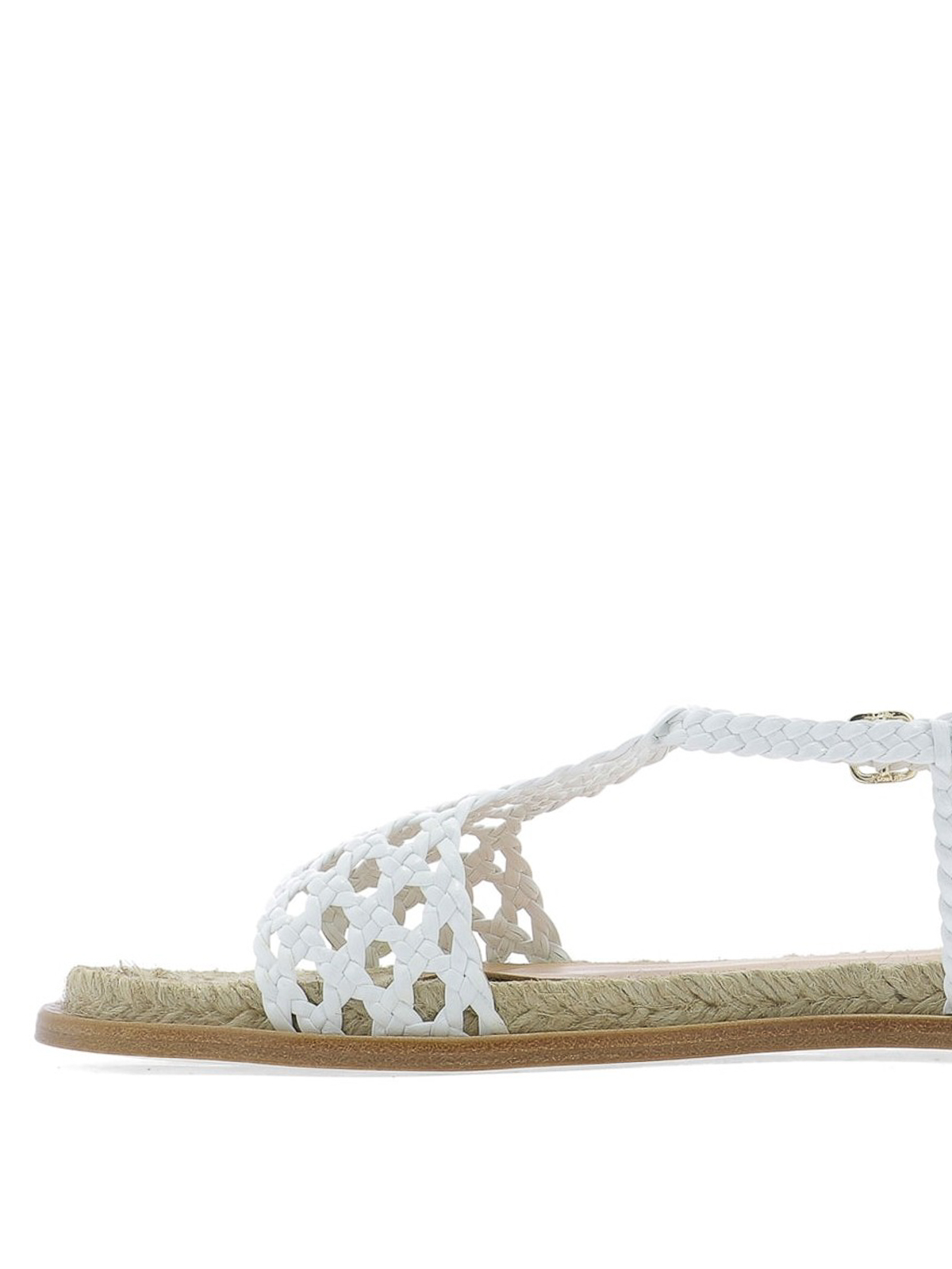 white woven sandals