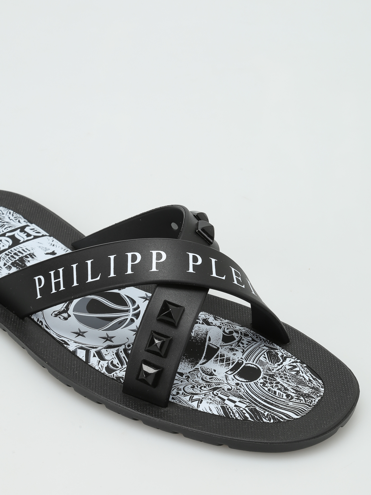 Brutaal smal planter Sandals Philipp Plein - Bangor rubber slippers - MSA0018PXV025N02K