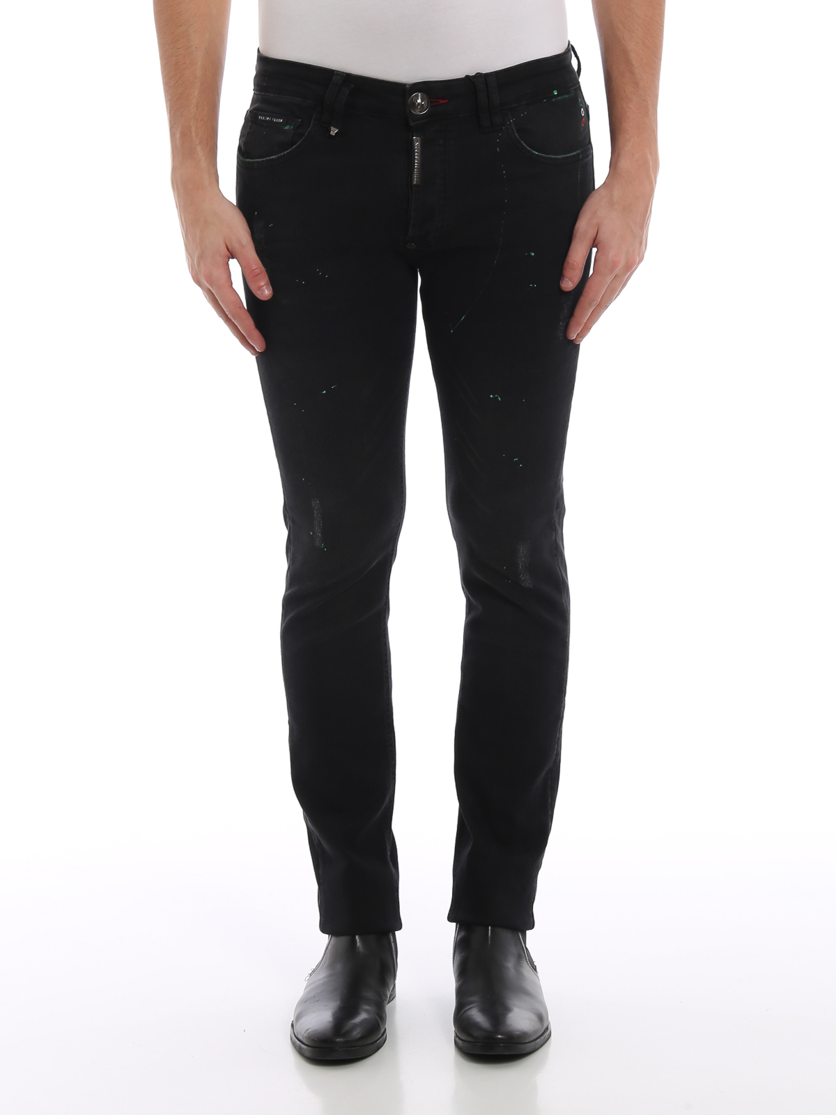 Skinny jeans Philipp Plein - Super Straight Cut Skull black jeans ...