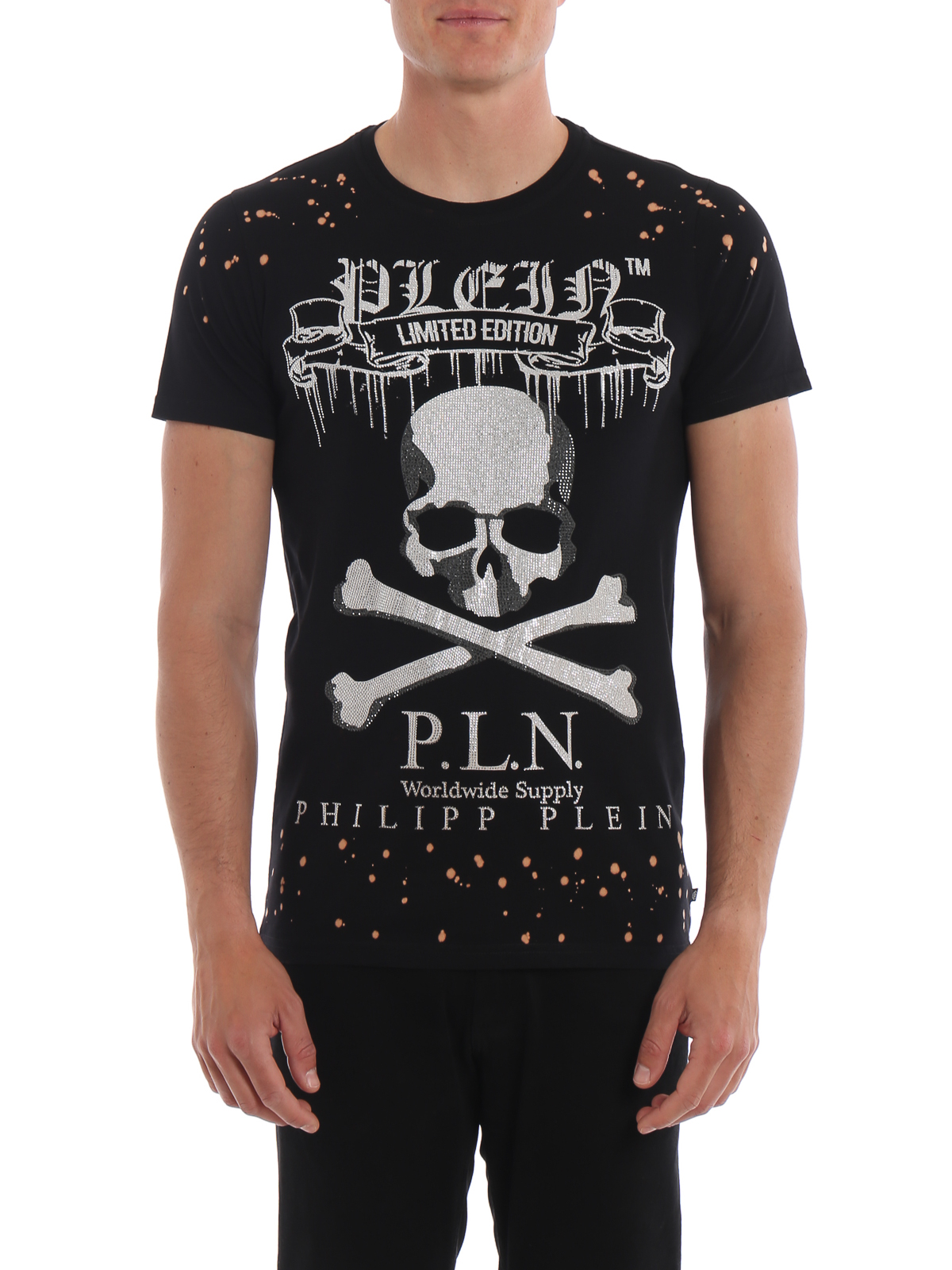 Philipp Plein - Rhinestone Skull logo black T-shirt - t-shirts -  P19CMTK3559PJY002N02