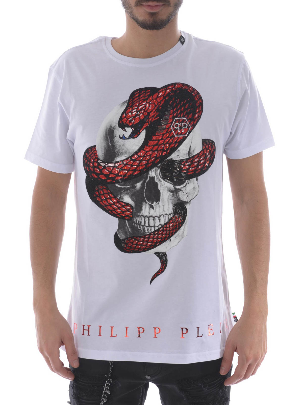 Philipp Plein - Strass Snake white T 