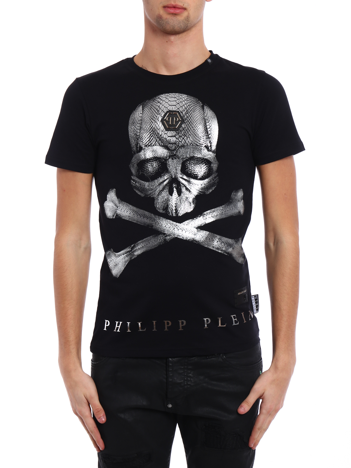 T-shirts Philipp Plein - U now metallic Skull print Tee ...