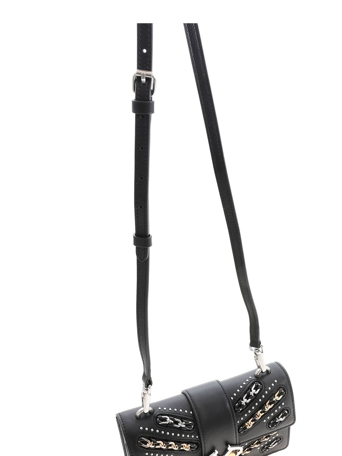 Pinko Double P Mini Classic Icon Chain bag in black cross body bags