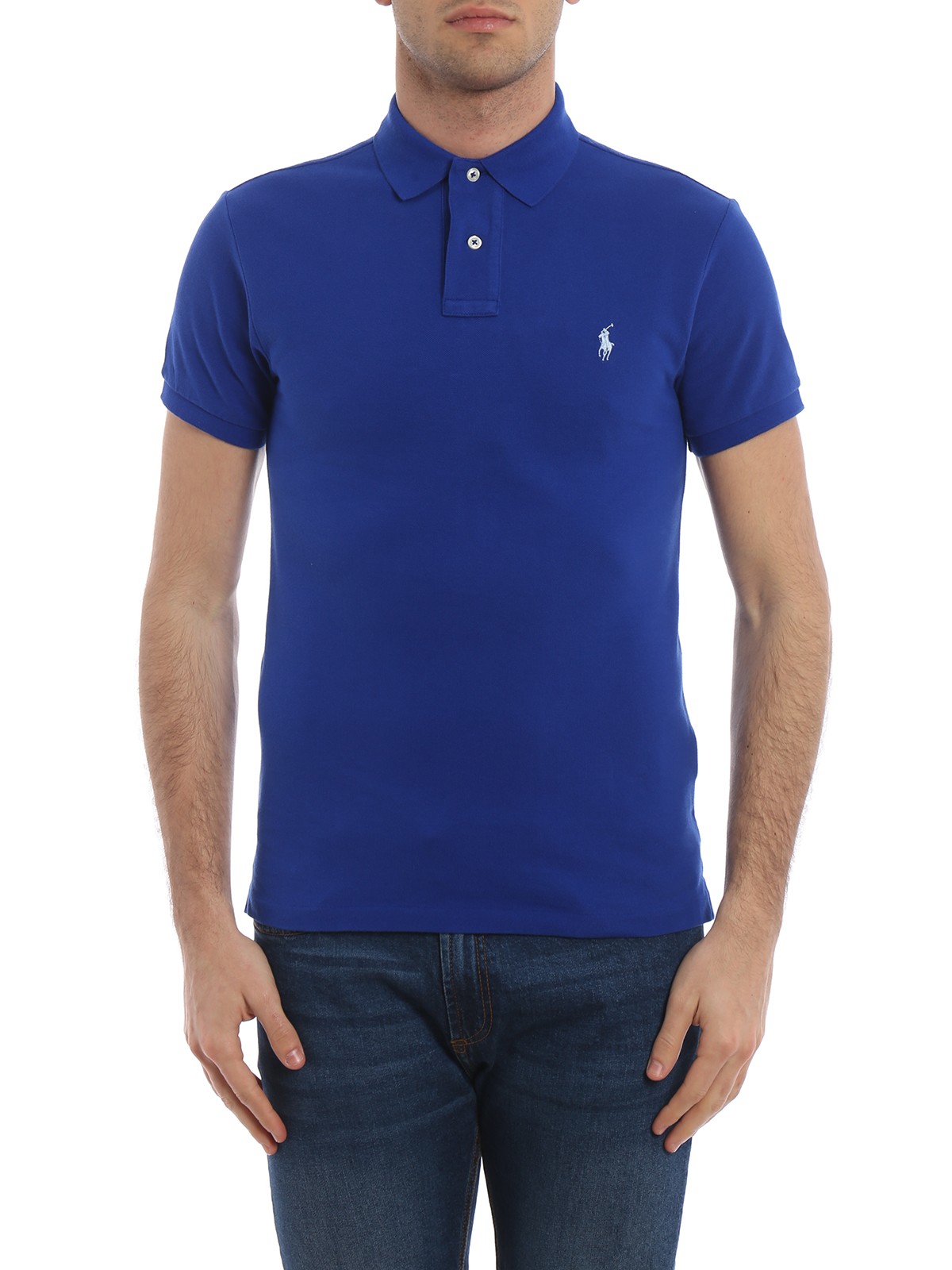 Polo Ralph Lauren - Heritage blue polo shirt in pique cotton - polo ...