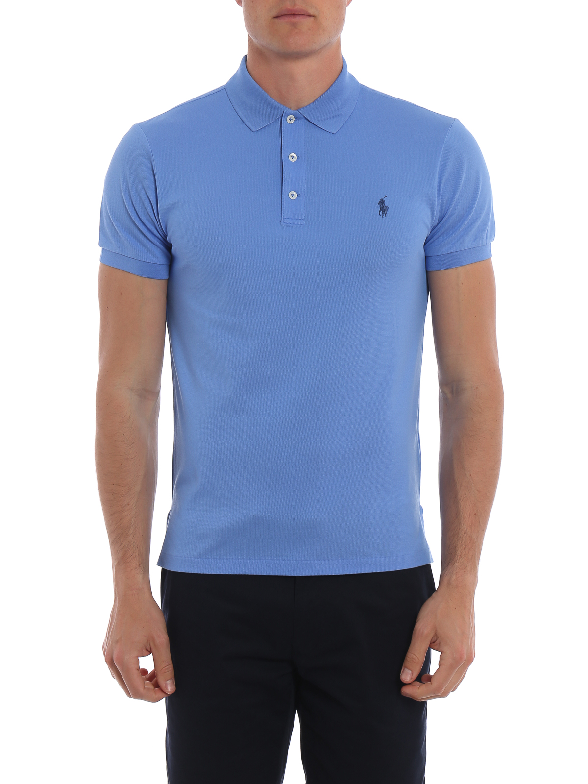 Polo Ralph Lauren - Logo light blue pique cotton polo shirt - polo ...