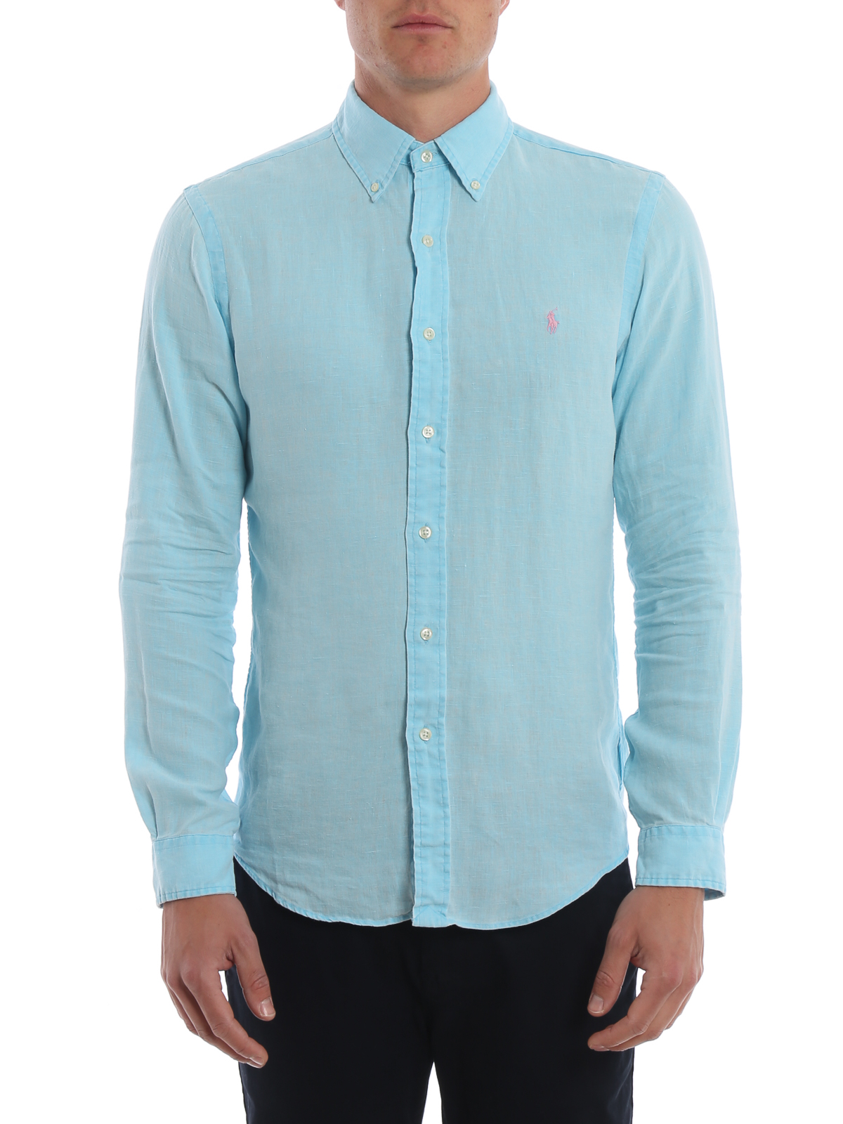 klog tromme betyder Shirts Polo Ralph Lauren - Turquoise linen b/d shirt - 710744906004
