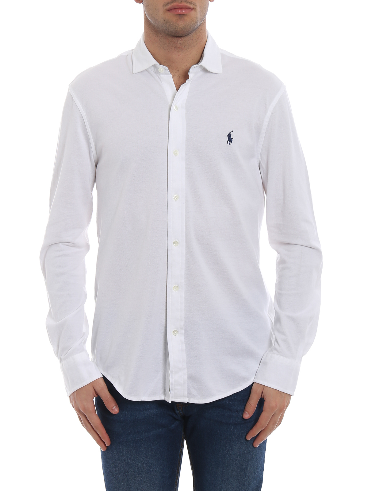 hart schrijven lijn Shirts Polo Ralph Lauren - White cotton pique slim fit shirt - 710718595001