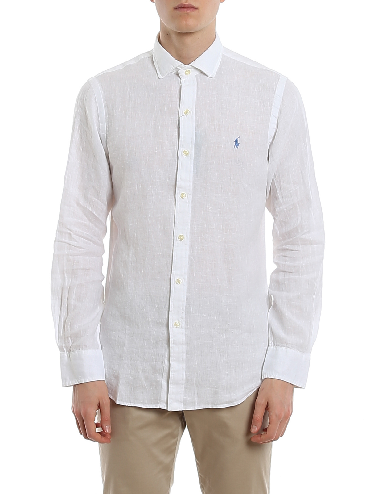 Polo Ralph Lauren Men White Linen Regular Fit Solid Casual Shirt ...