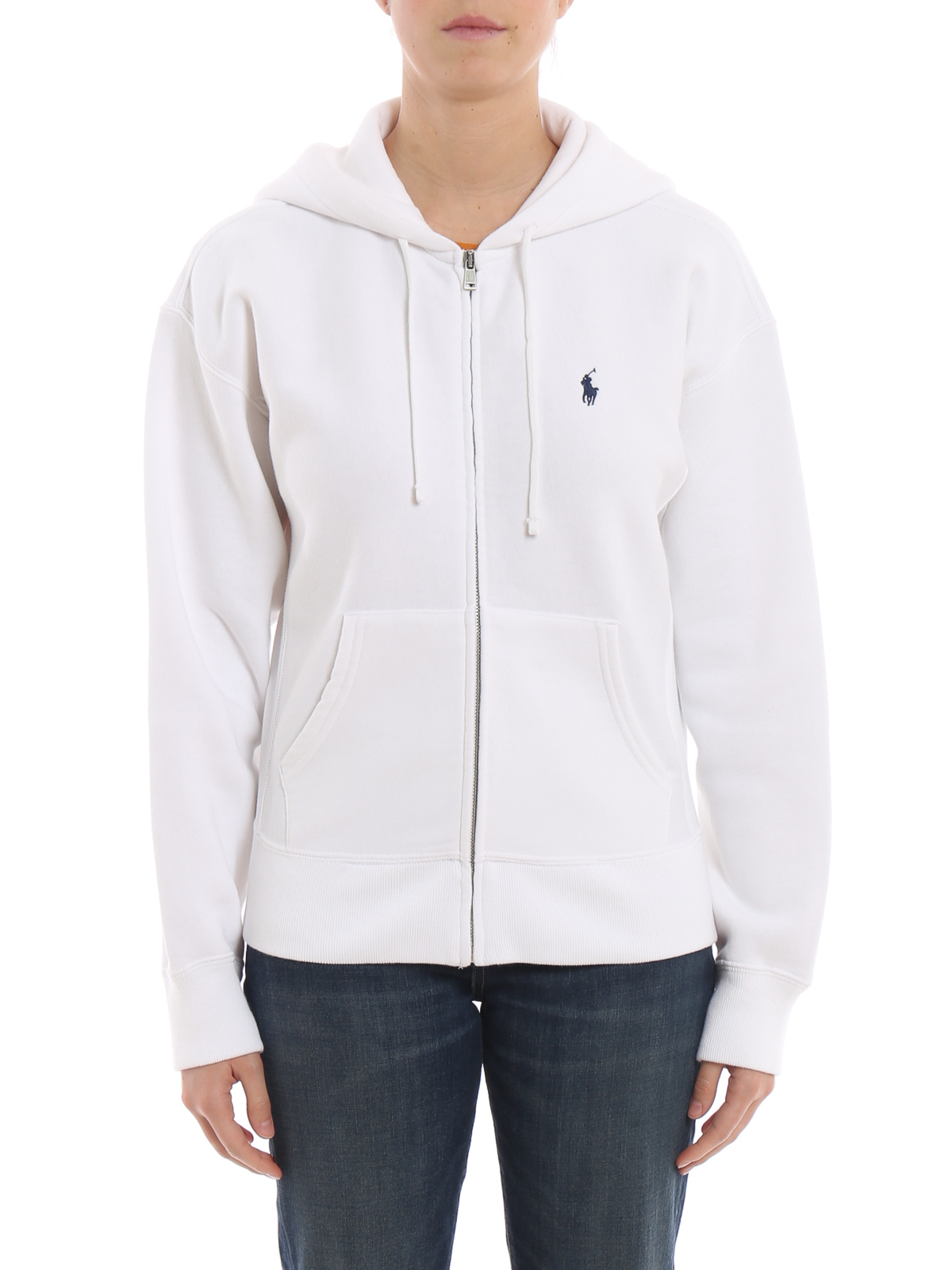 ralph lauren white zip up hoodie