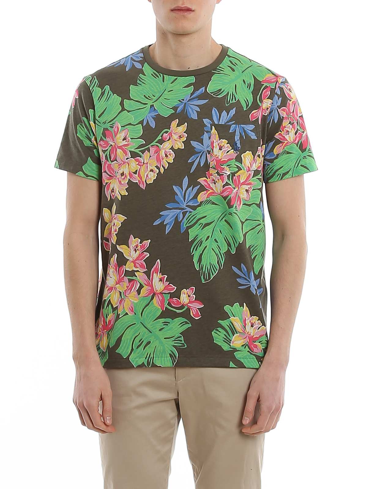 T-shirts Polo Ralph Lauren - Chest pocket floral print cotton T-shirt -  710788944001