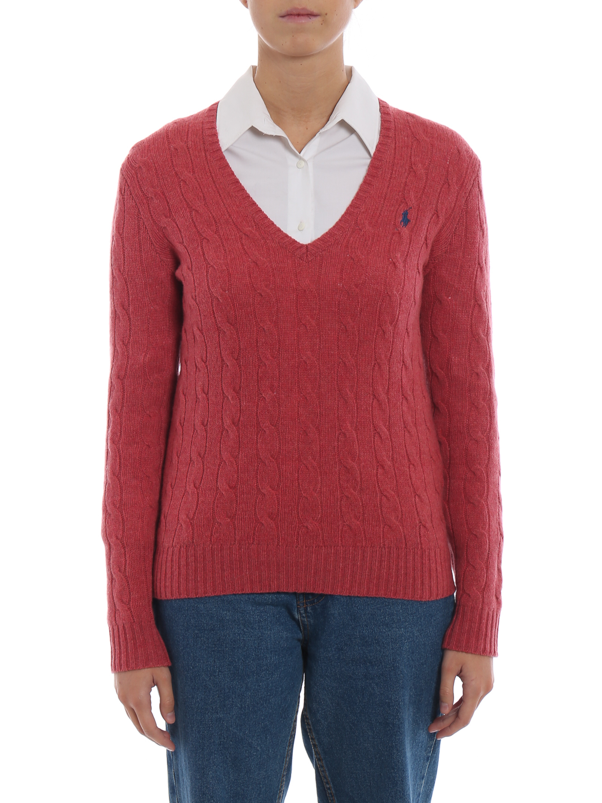 V necks Polo Ralph Lauren Cable knit merino and cashmere V neck