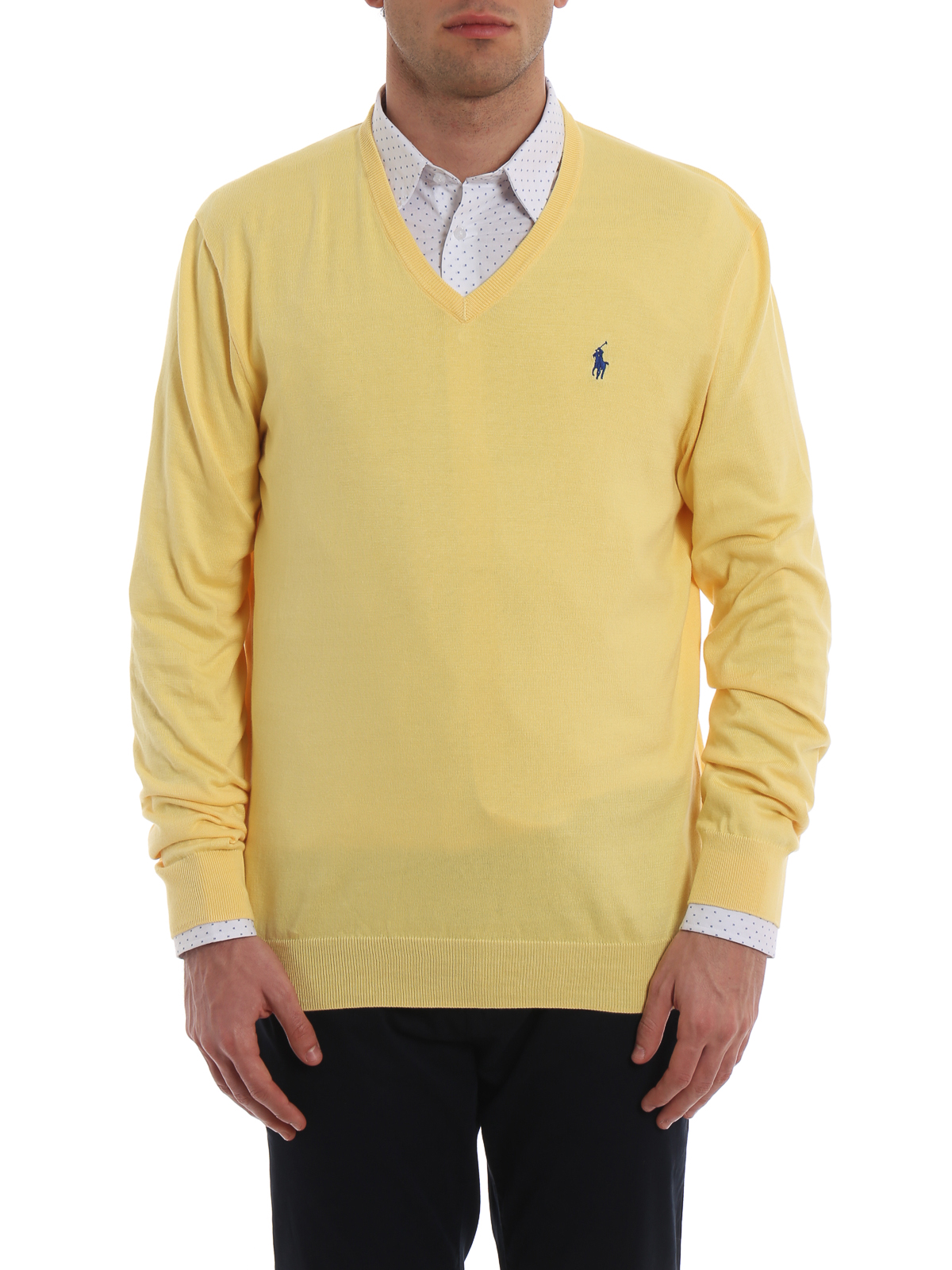 Huisdieren Dader token V necks Polo Ralph Lauren - Slim fit yellow cotton V-neck sweater -  710744677004