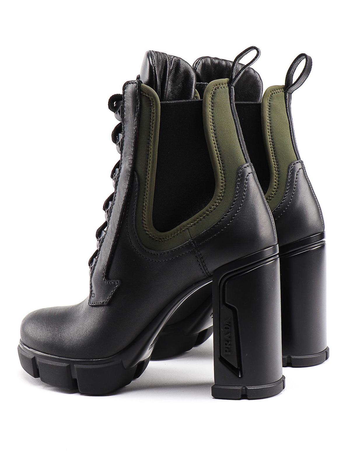 Neoprene detailed leather ankle boots 