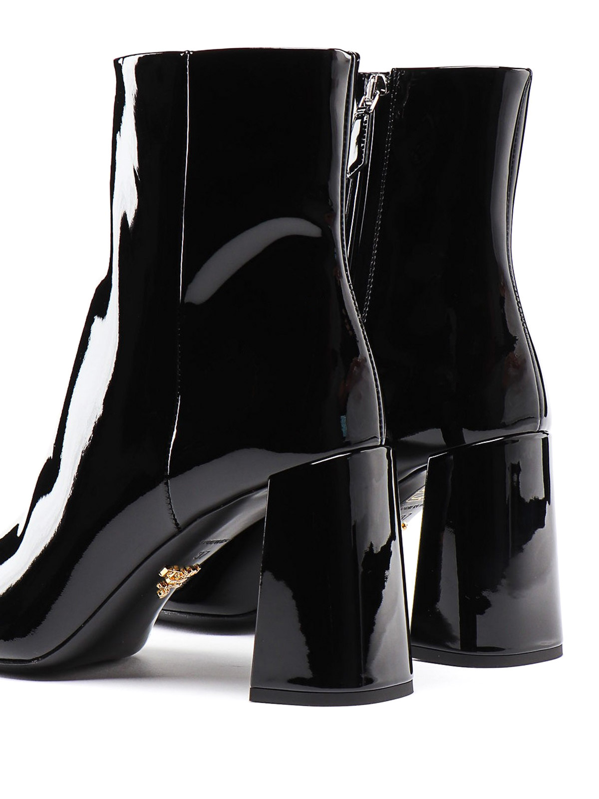 square toe patent leather boots