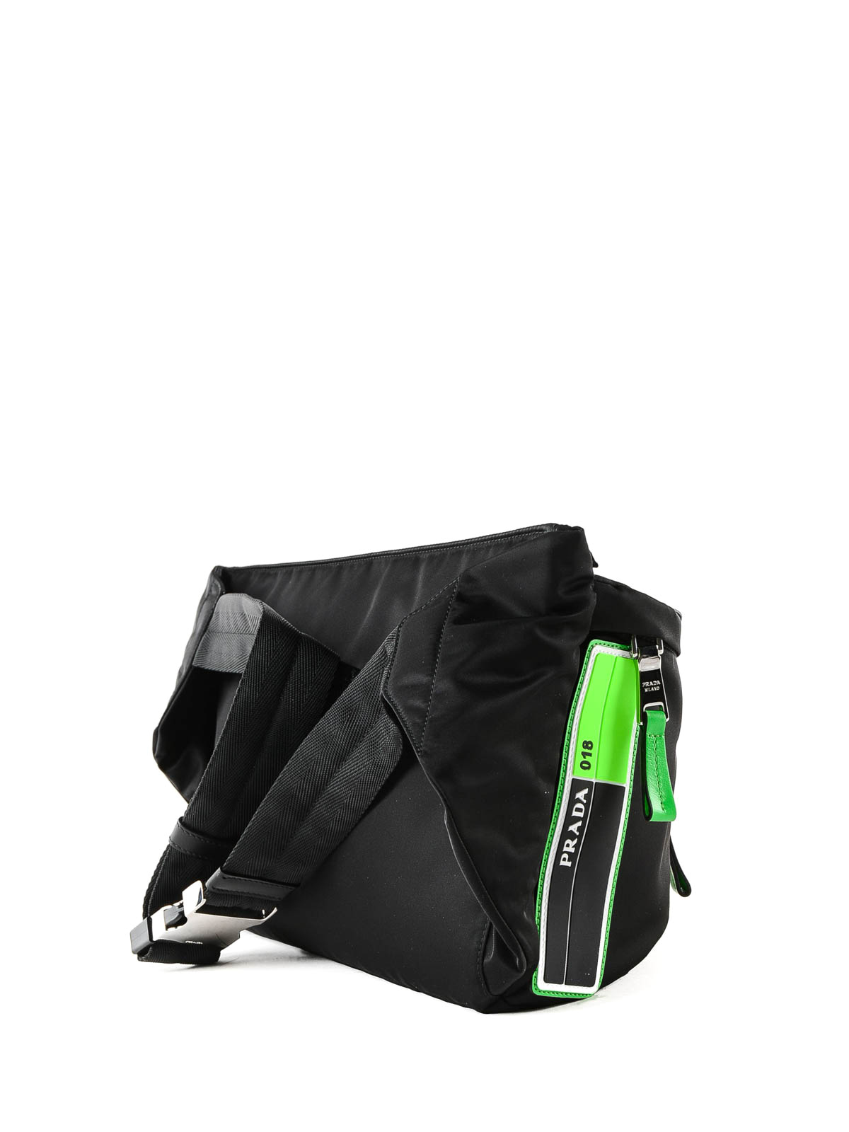 nylon and fluo green logo belt bag 