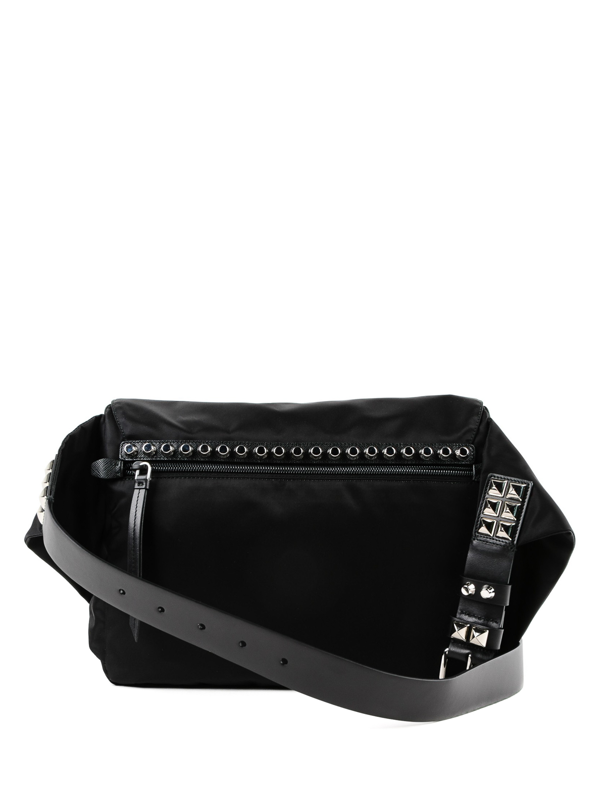 Belt bags Prada - Black nylon belt bag with silver studs ...