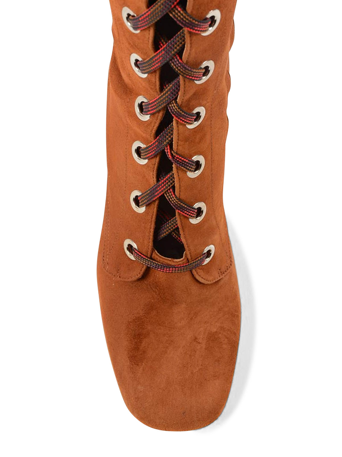 prada lace up suede booties