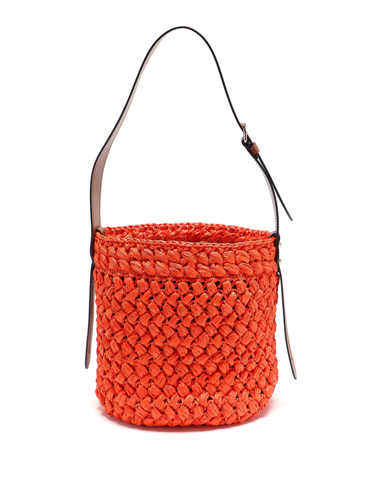 prada raffia bucket bag