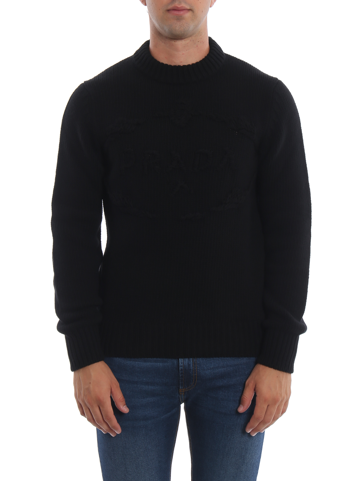 Crew necks Prada - Wool and cashmere black crew neck sweater - UMA7921RF7002