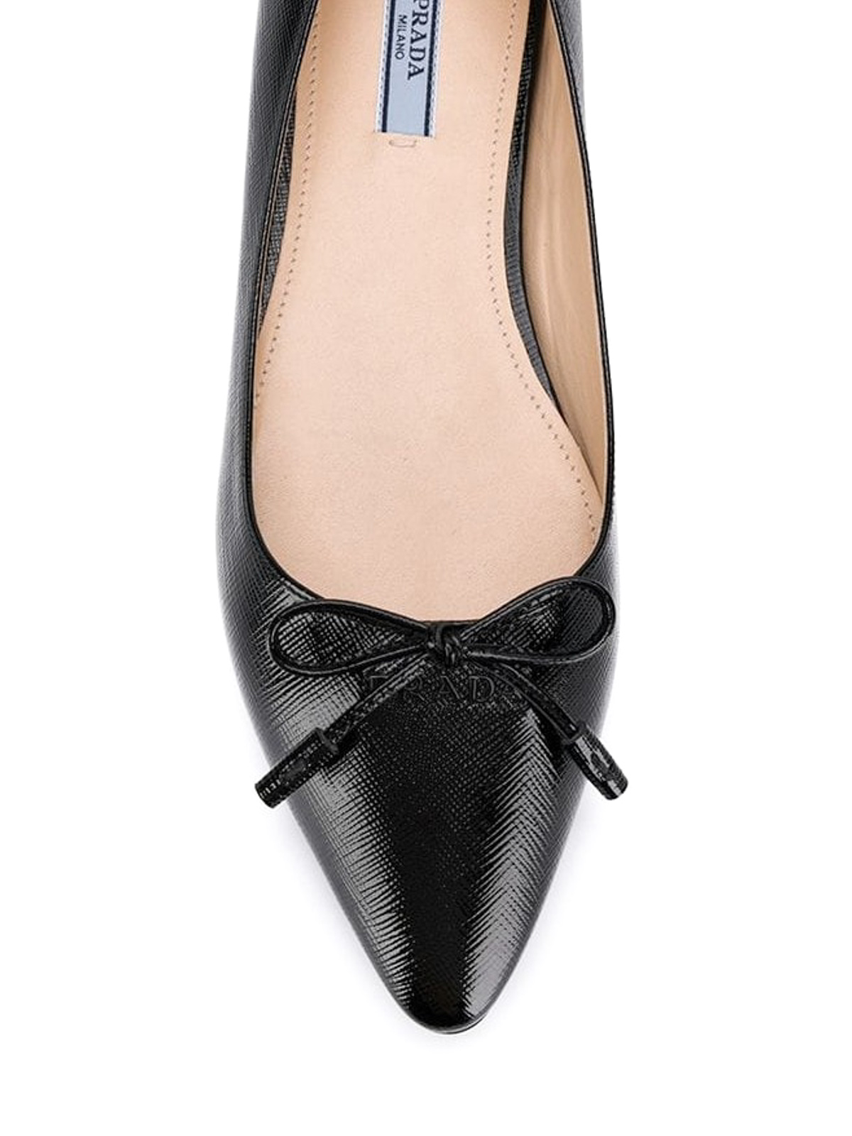 saffiano leather pointy flat shoes 