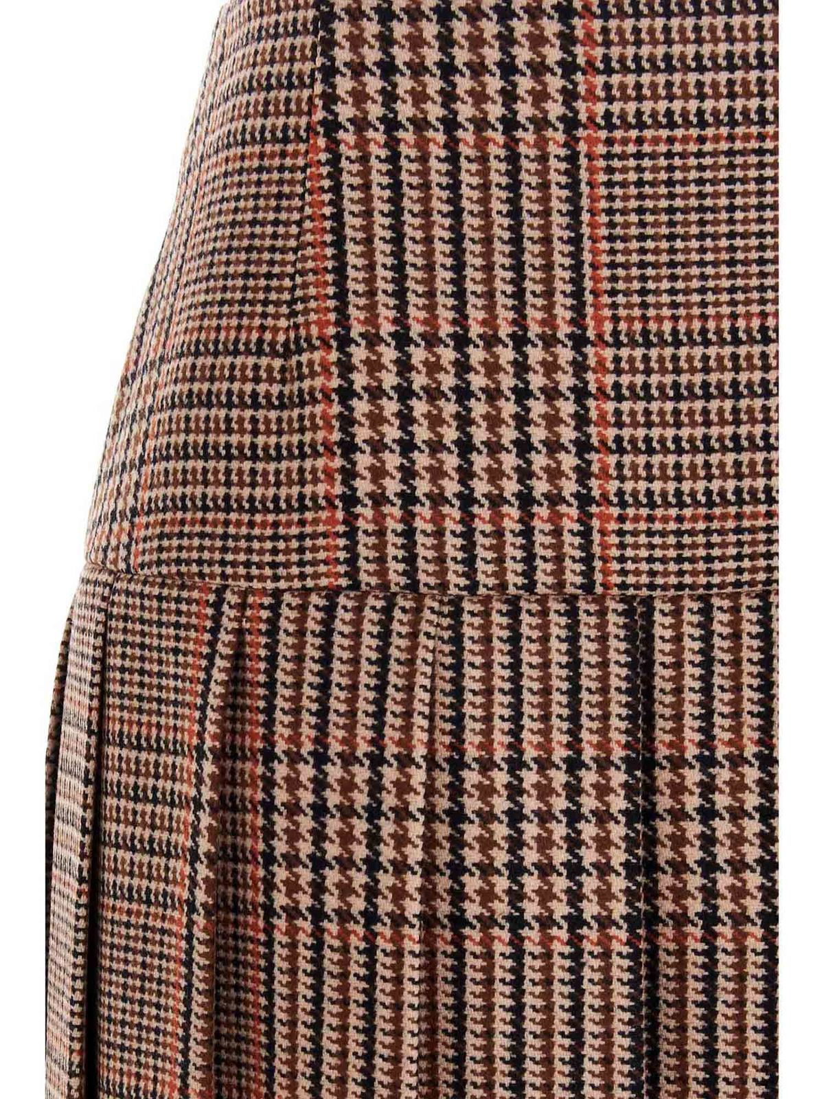 Prada Houndstooth pleated skirt in tobacco color Knee length skirts