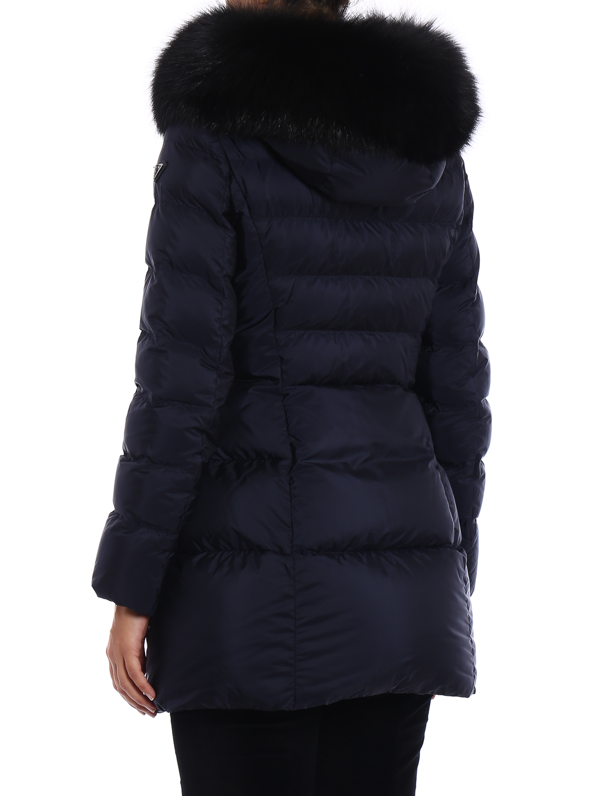 Prada - Fox fur trimmed blue padded coat - padded coats - 290696Q04F0V41