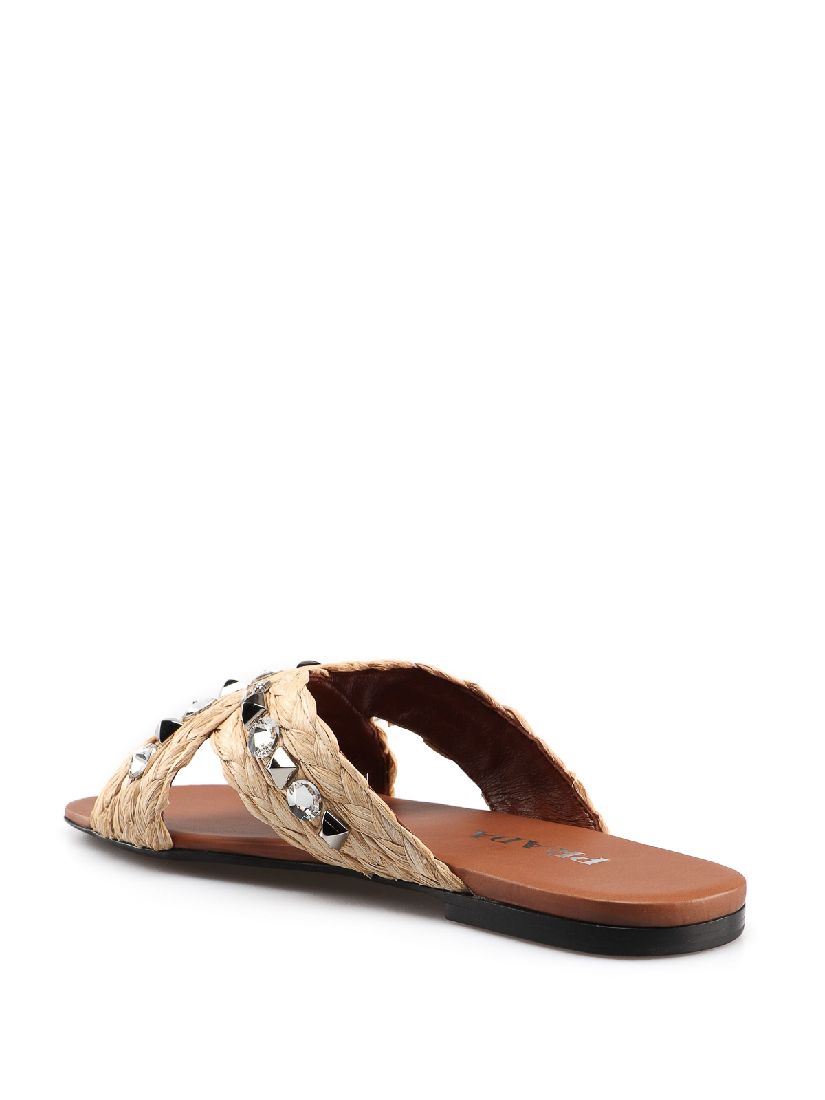 prada embellished raffia sandals