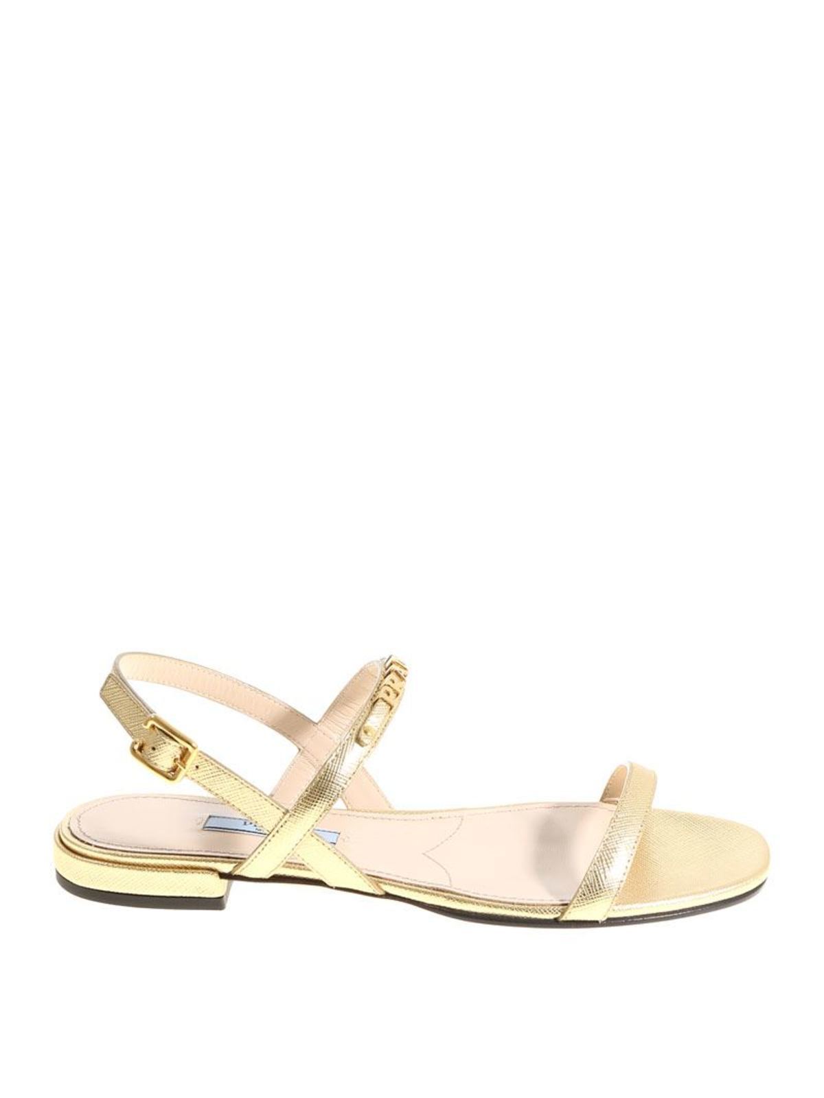 prada gold sandals