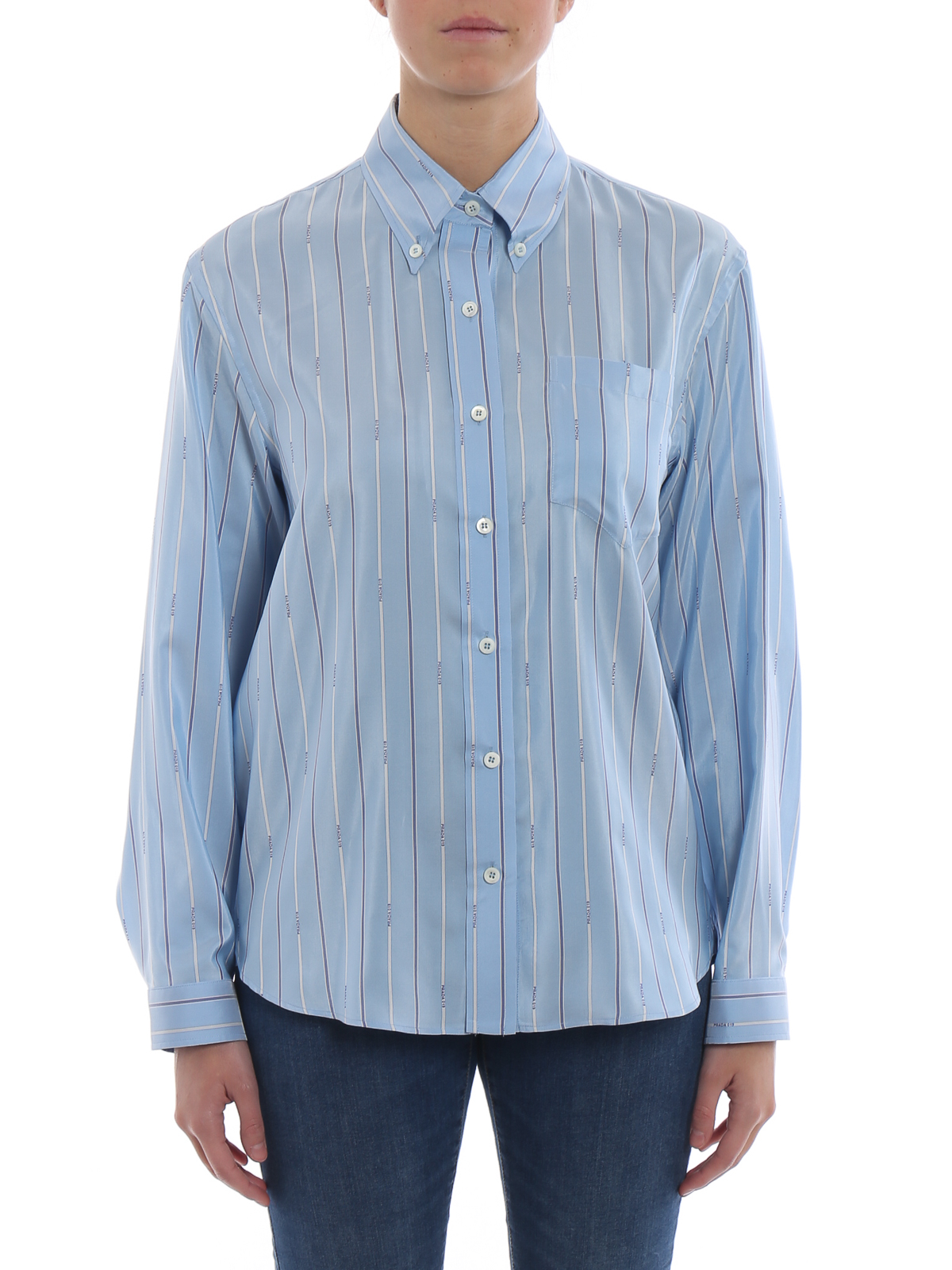 Shirts Prada - Logo stripe silk pongé b/d shirt - P460C1TK8076