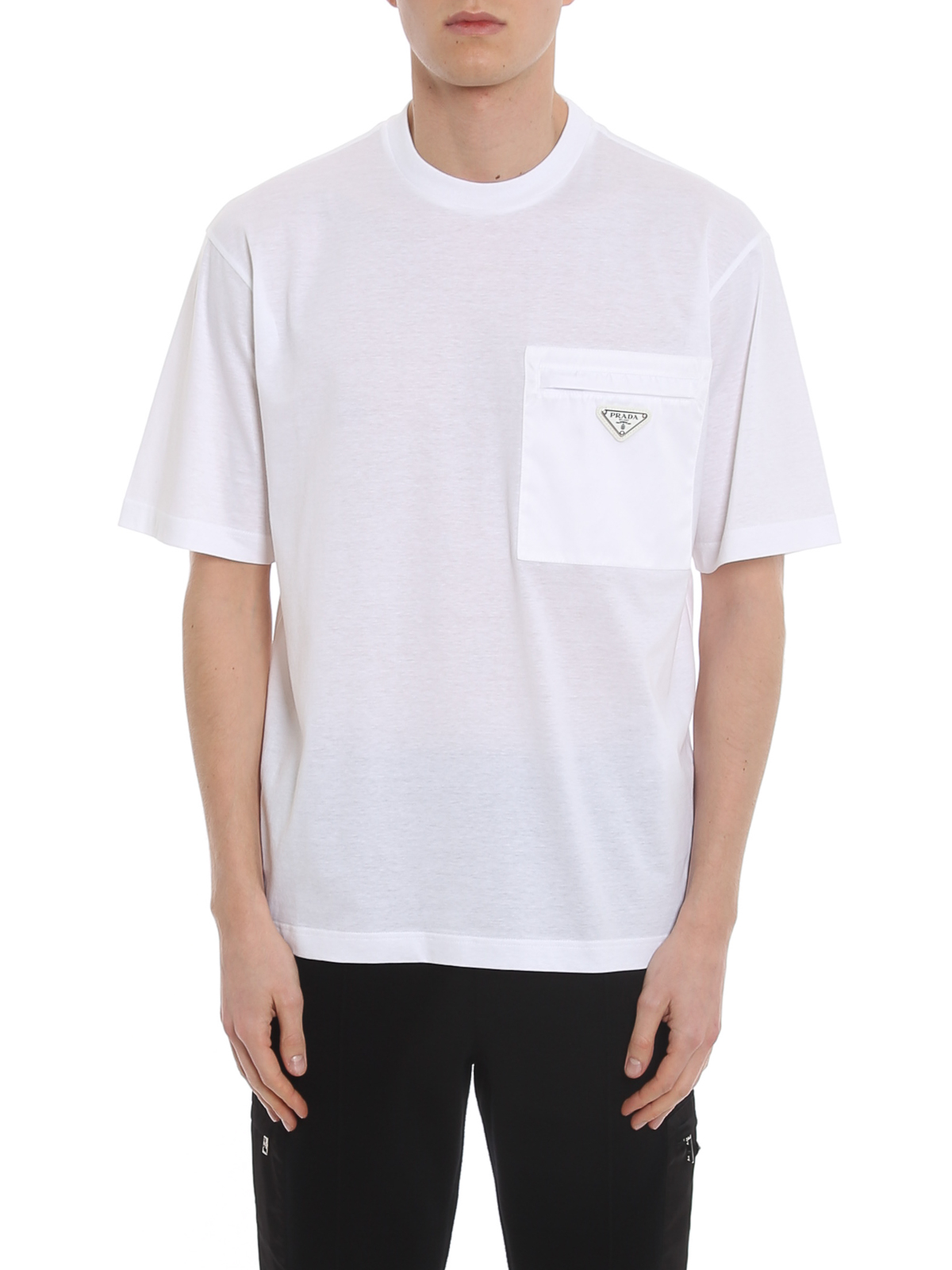 直営ストア プラダ PRADA Tシャツ カットソー ホワイト ロゴ UJN815